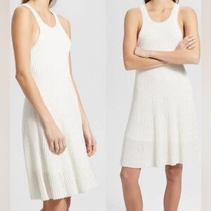 Theory Merino Wool Blend Ottoman Ribbed Lined Sleeveless Shift Day Dress Size P
